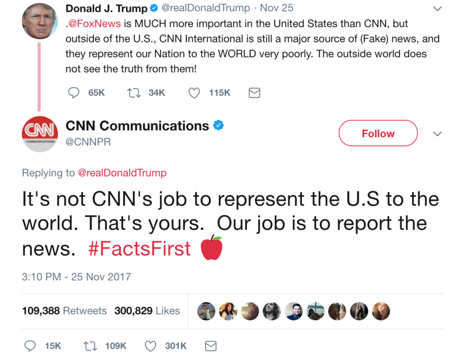 CNN Response to President Donald Trump International tweet